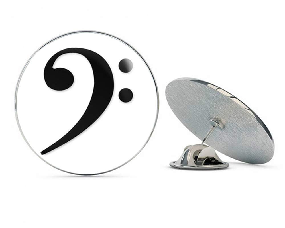 Bass Clef Music Round Metal 0.75" Lapel Pin Hat Shirt Pin Tie Tack Pinback