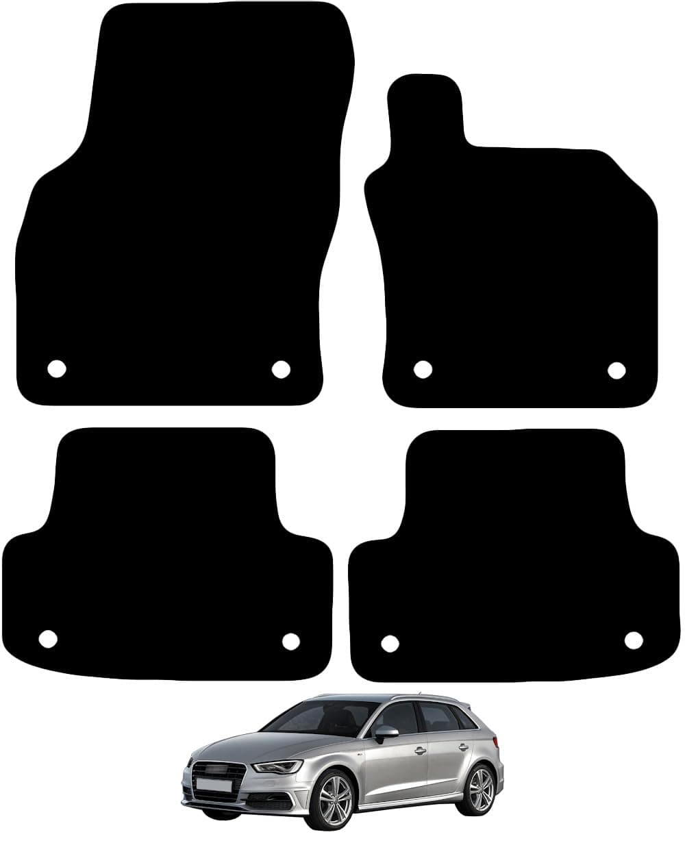 Carsio Carpet Car Mats For Audi A3 S3 RS3 5 Door 2012 to 2020 4 Piece Set Tailored Fit Floor Mat Complete Accessory Black Custom Fitted - All Weather, Anti-Slip Backing & Black Trim