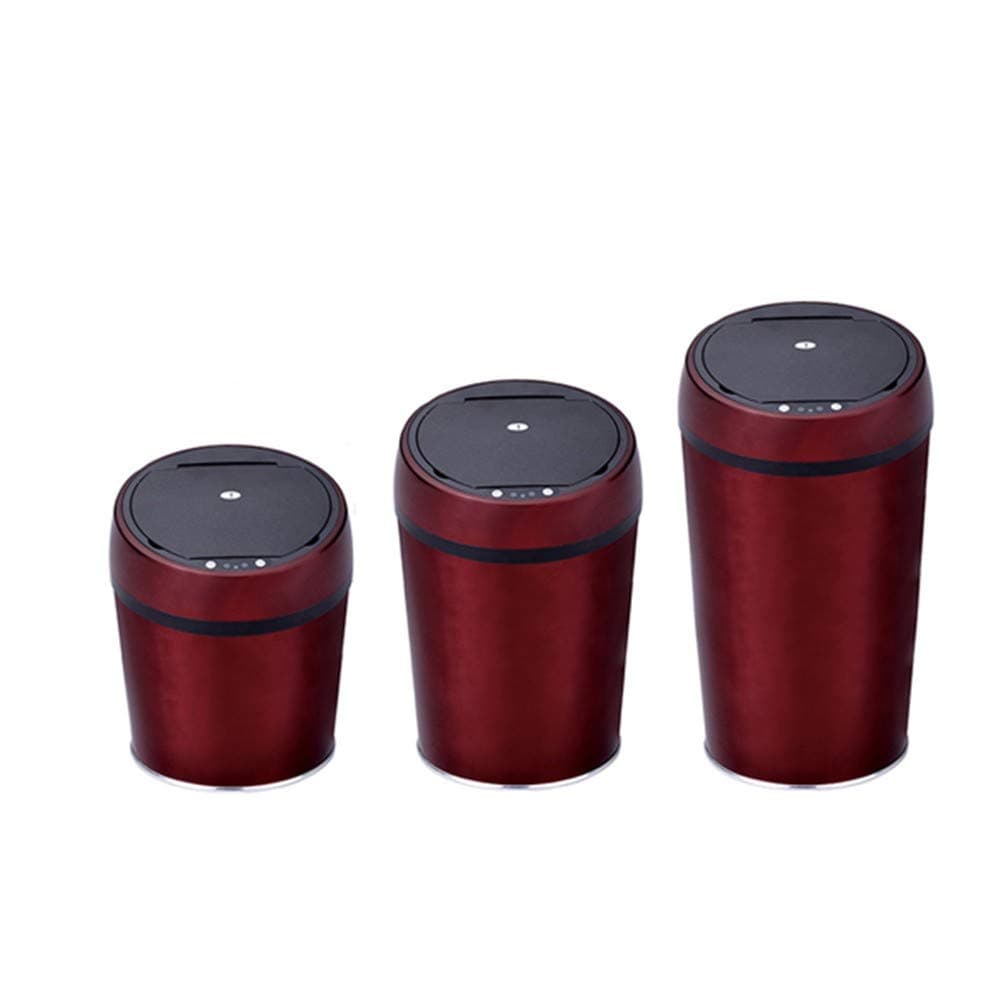ZHYP 6L-12L Stainless Steel Garbage Can Touchless Automatic Dustbin Accessory Kitchen Sensor Trash Can Office Waste Bin,Red1,9L