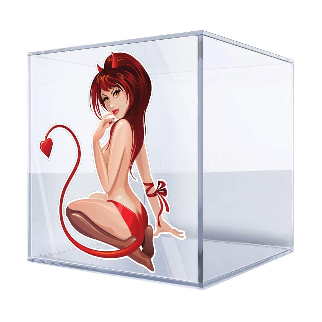 Sexy Devil Girl Decal Sticker: Removable Transparent Design, Paddleboard Perfection: Stand Tall