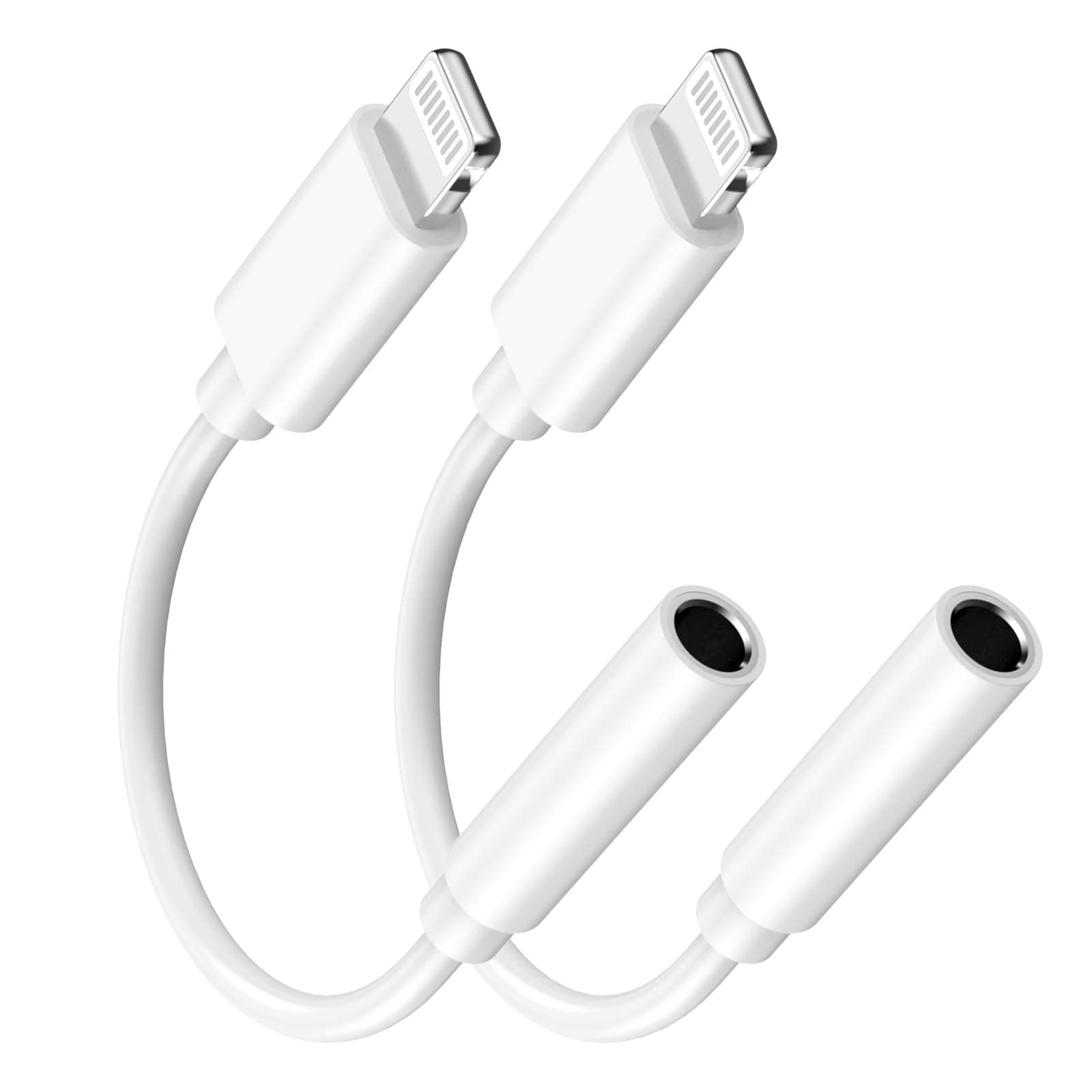 2 Pack [Apple MFi Certified] Apple Lightning to 3.5 mm Headphone Jack Adapter, iPhone to 3.5mm Headphone/Earphone Aux Audio Converter Adapter Dongle Cable for iPhone 14 13 12 11 Pro Max XS XR X 8 7 6