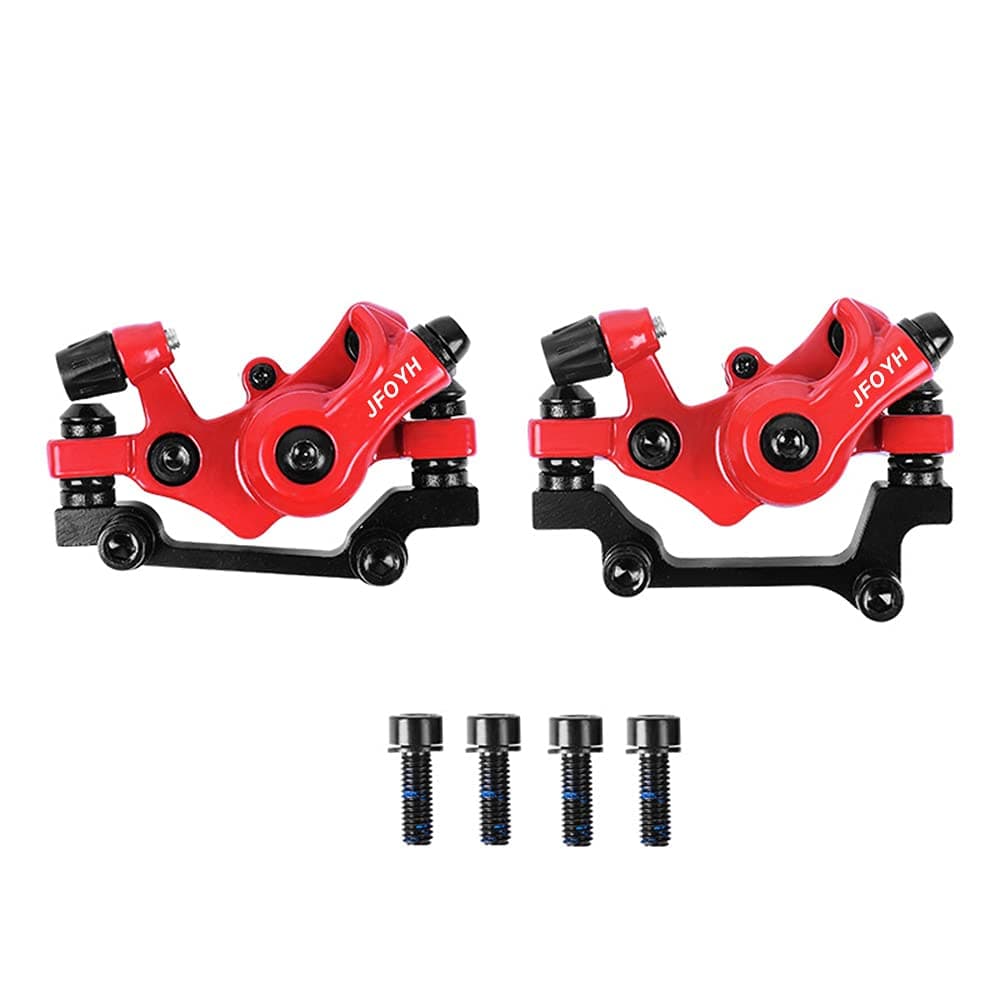 JFOYH Mechanical Disc Brake Set for MTB Road Bike Folding Bike and BMX with 160mm Rotor Mounting Adapter, Cycling Front and Rear Bicycle Bike Disc Brake Calipers-Black/Red