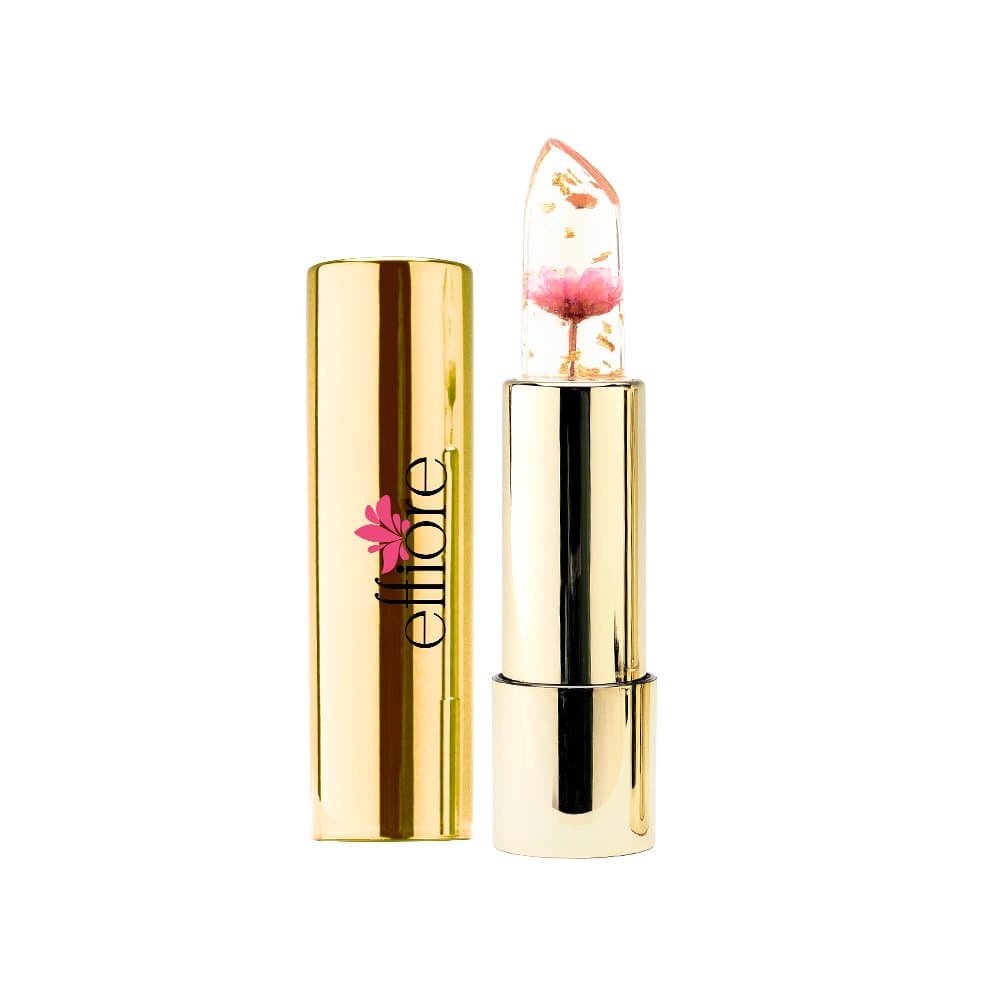 Lipstick Color Changing Cruelty-Free Lipstick That Stains Lips Based on Mood Made w/Real Flowers & Compact Case (Bubblegum Pink)