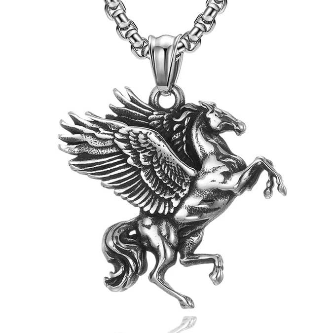 THE MEN THING PEGASUS- Alloy Pendant with Pure Stainless Steel 24inch Round Box Chain for Men, European trending Style for Men & Boy