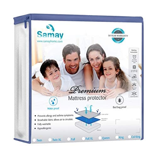 Samay Bed Bug Waterproof Mattress Cover Zippered Mattress Encasement, Twin Size