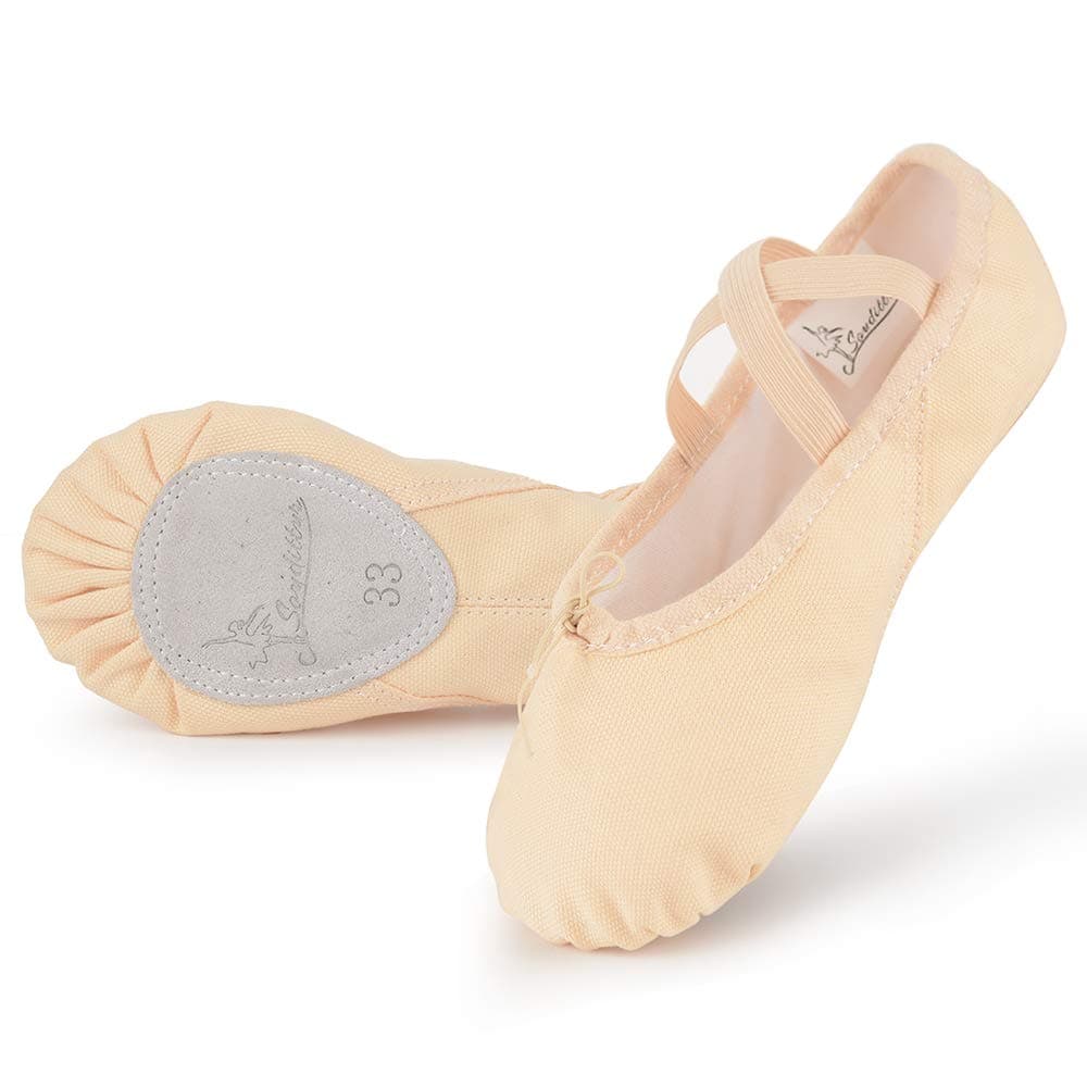 Ballet Shoes Girls Dance Slippers Canvas Gymnastic Yoga Shoes Split Sole Canvas Flat for Kids and Adult (Please Choose One Size Smaller)