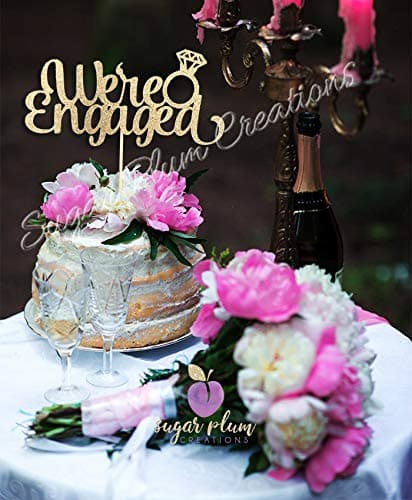 We're Engaged Cake Topper