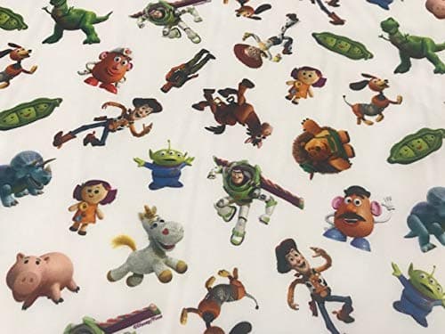 Disney Toy Story White Cotton Fabric for Crafts, Works, Patchwork – Sold by the Metre (1 Metre x 140 cm)