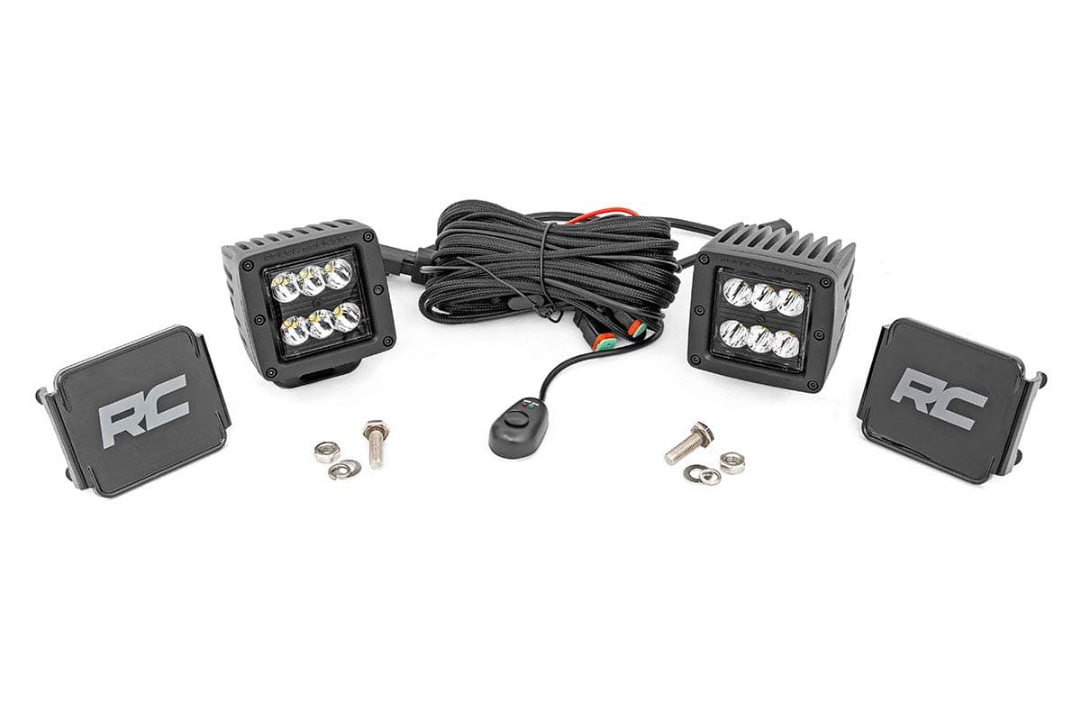 Rough CountryDual 2" Cube LED Light Pods - 60W, 4800 Lumens CREE LEDs, Waterproof, Spot Focus Beam