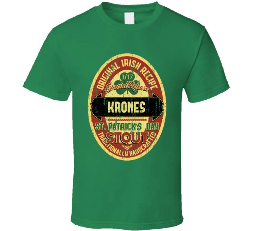 Krones Original Irish Recipe Stout St Patrick's Day Family Reunion Distressed T Shirt