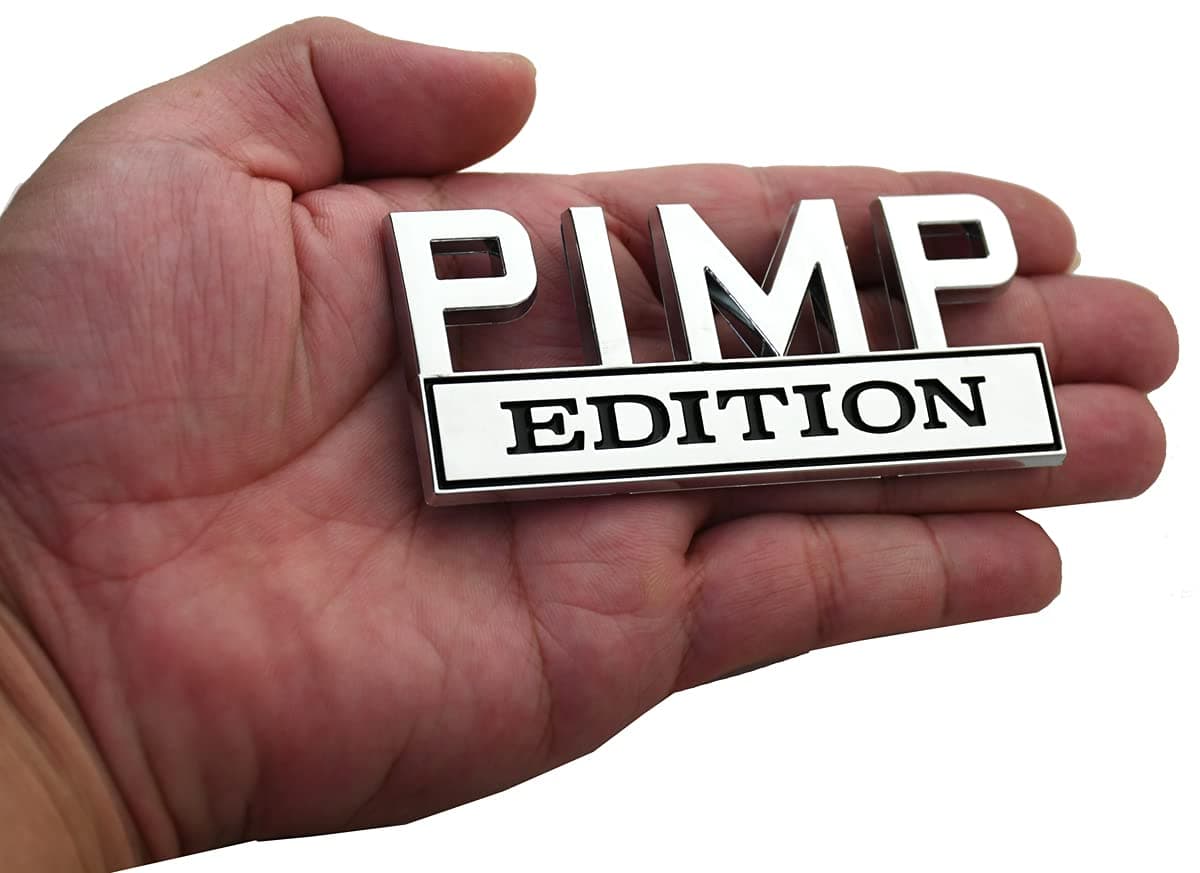 CDD Pimp Edition Car Badge Car Side Rear Front Hood Trunk Door Fender Bumper Emblem Replacement for F150 F250 F350 Chevy Silverado 1500 2500 Chevrolet C10 C15 (Chrome/Black)