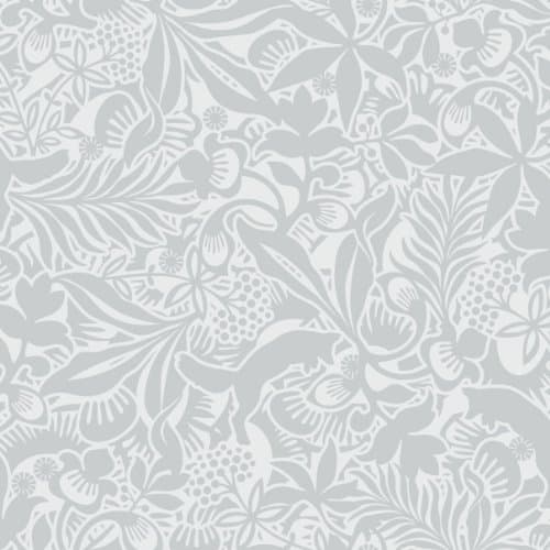 Hanna Werning 1309 Non-woven Wallpaper Flowers and Foxes Light Grey White