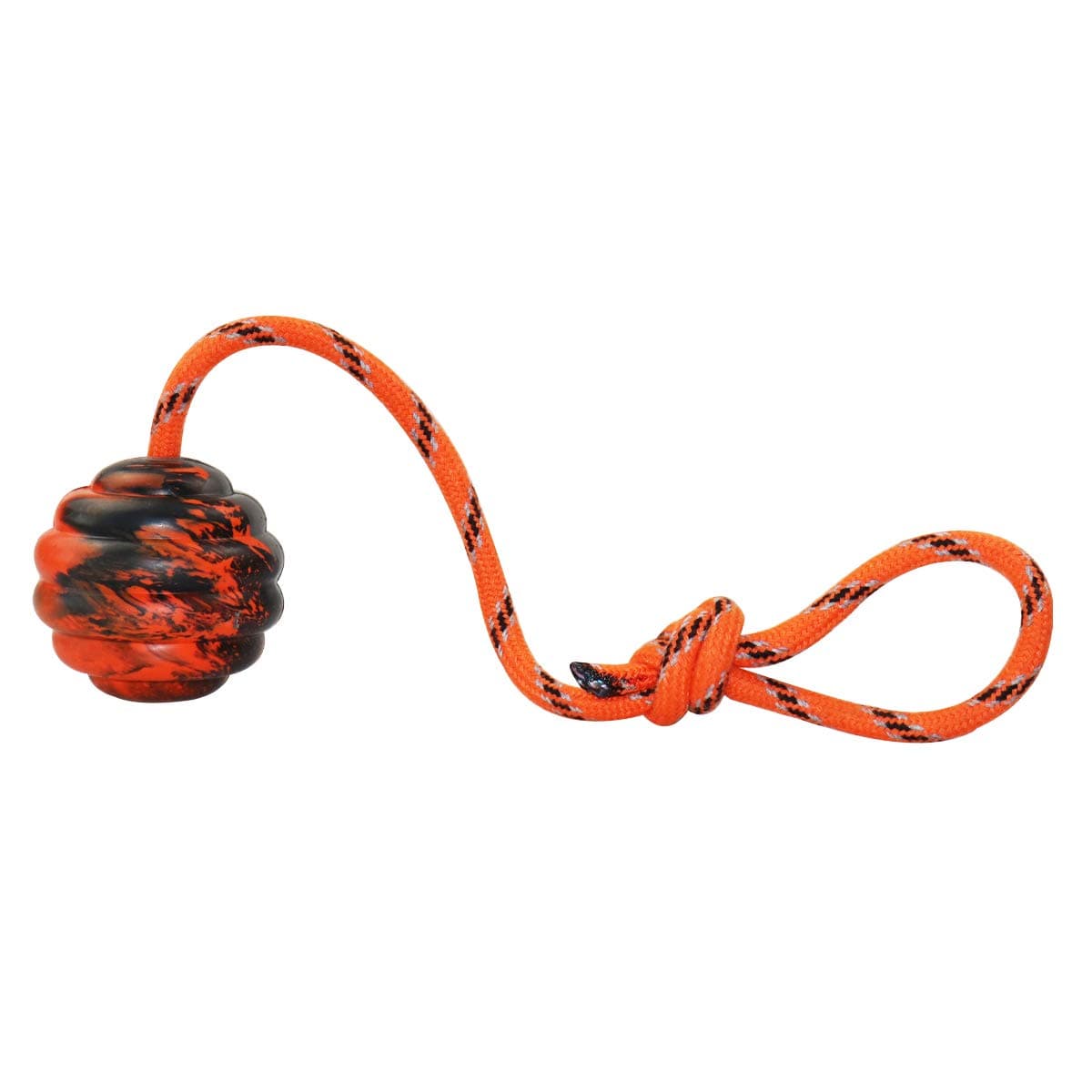 K9 Training Ball with Rope Exercise and Reward Toy for Dogs - Indestructible Dog Toy Ball with Handle for Training Pull Throw Tug Fetch Belgian Malinois Gifts (Orange)