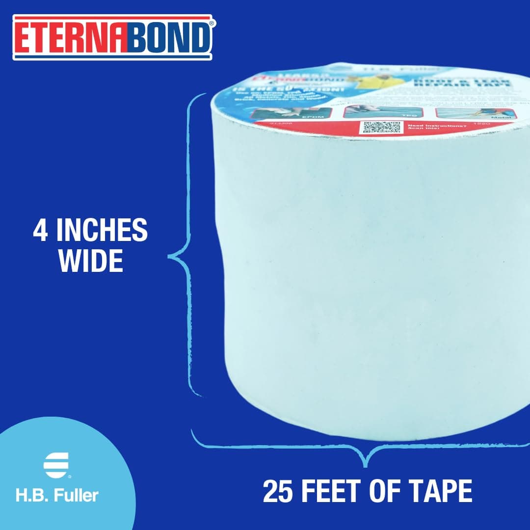 EternaBond RoofSeal White 4" x25' MicroSealant UV Stable RV Roof Seal Repair Tape | 35 mil Total Thickness - EB-RW040-25R - One-Step Durable, Waterproof and Airtight Sealant