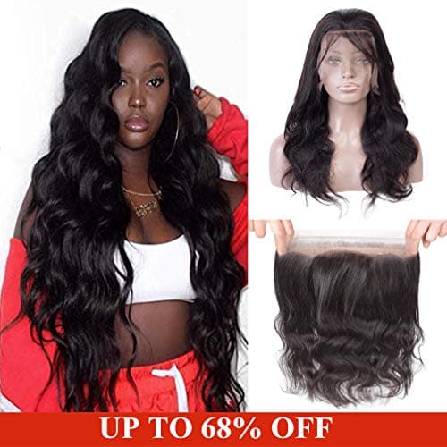 360 Lace Frontal Closure with Pre Plucked Body Wave 10A Brazilian Virgin Hair 360 Closure with Baby Hair 100% Unprocessed Human Hair Nature Color (16inch)