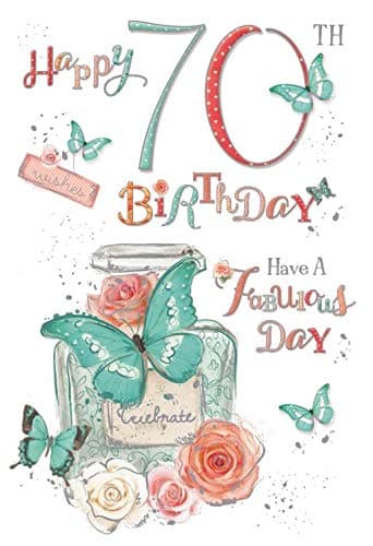70th Birthday Card Ladies Flower Perfume Design with Insert Verse