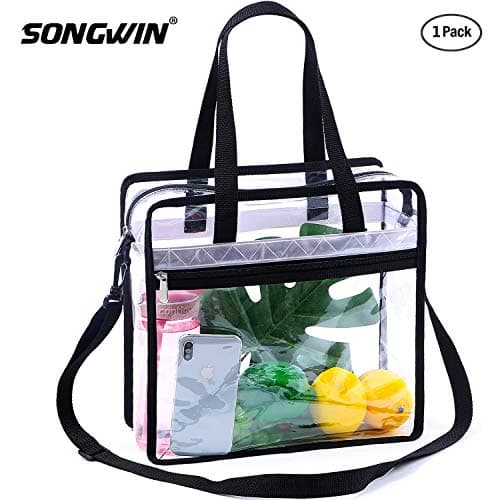 Songwin Clear Bag NFL & PGA Stadium Approved - The Clear Tote Bag with Adjustable Shoulder Strap and Zipper Closure is Perfect for for Work,School,Sports Games.