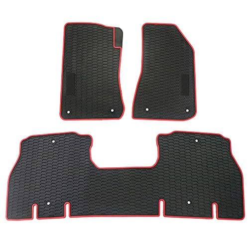 cartaoo Floor Mats 1 Set Black for 2018 Jeep Wrangler JL All Weather Protector (Free-Red Side)