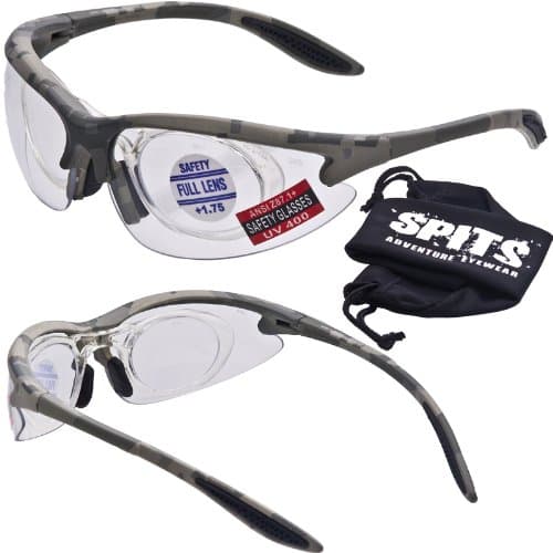 New MAGSHOT Safety Glasses ACU Camo Frame - Hunting/Shooting Adaptable Magnifiers (1.25 Mag Adapter, Clear)