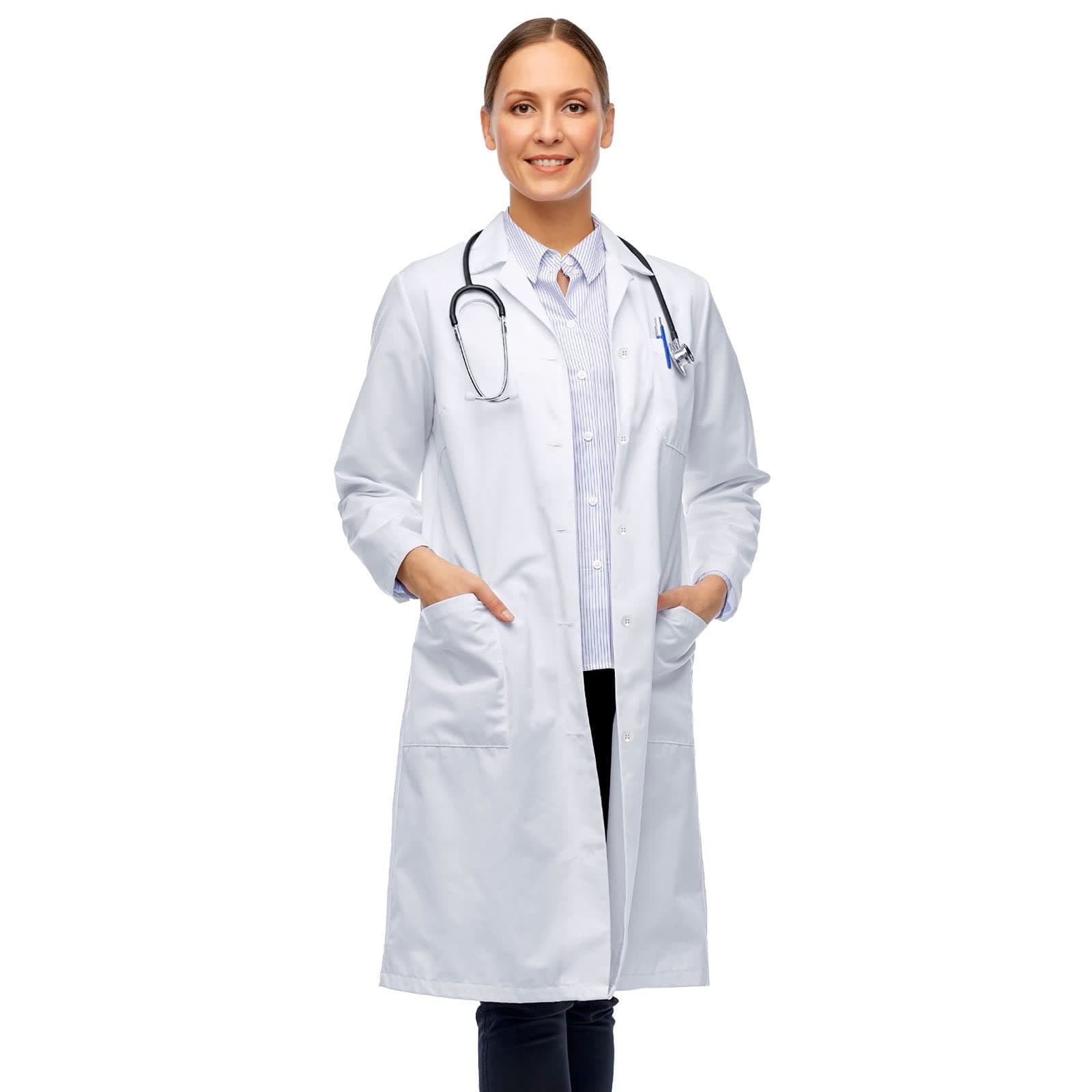 Professional Lab Coat for Women & Men, White Unisex Labcoat, Cotton Poly Medical Doctor Nurse Med Laboratory Coat