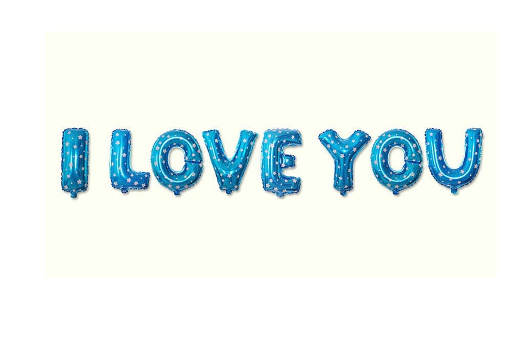 KUPARK 16" Romantic Wedding Foil Balloons I Love You Letters Balloon Set Valentine's Day Wedding Party Decoration, Blue