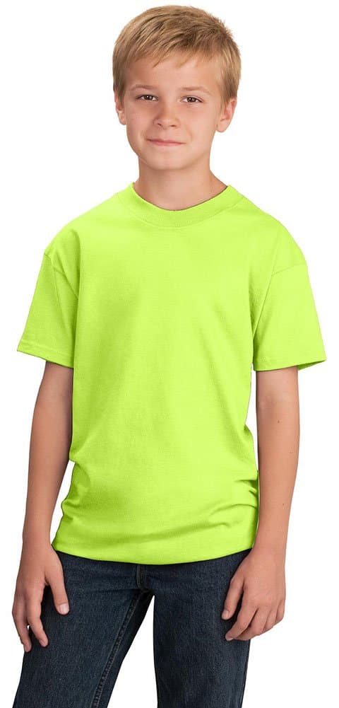 Port & Company Boys 5.4-oz 100% Cotton T-Shirt, Small, Neon Yellow