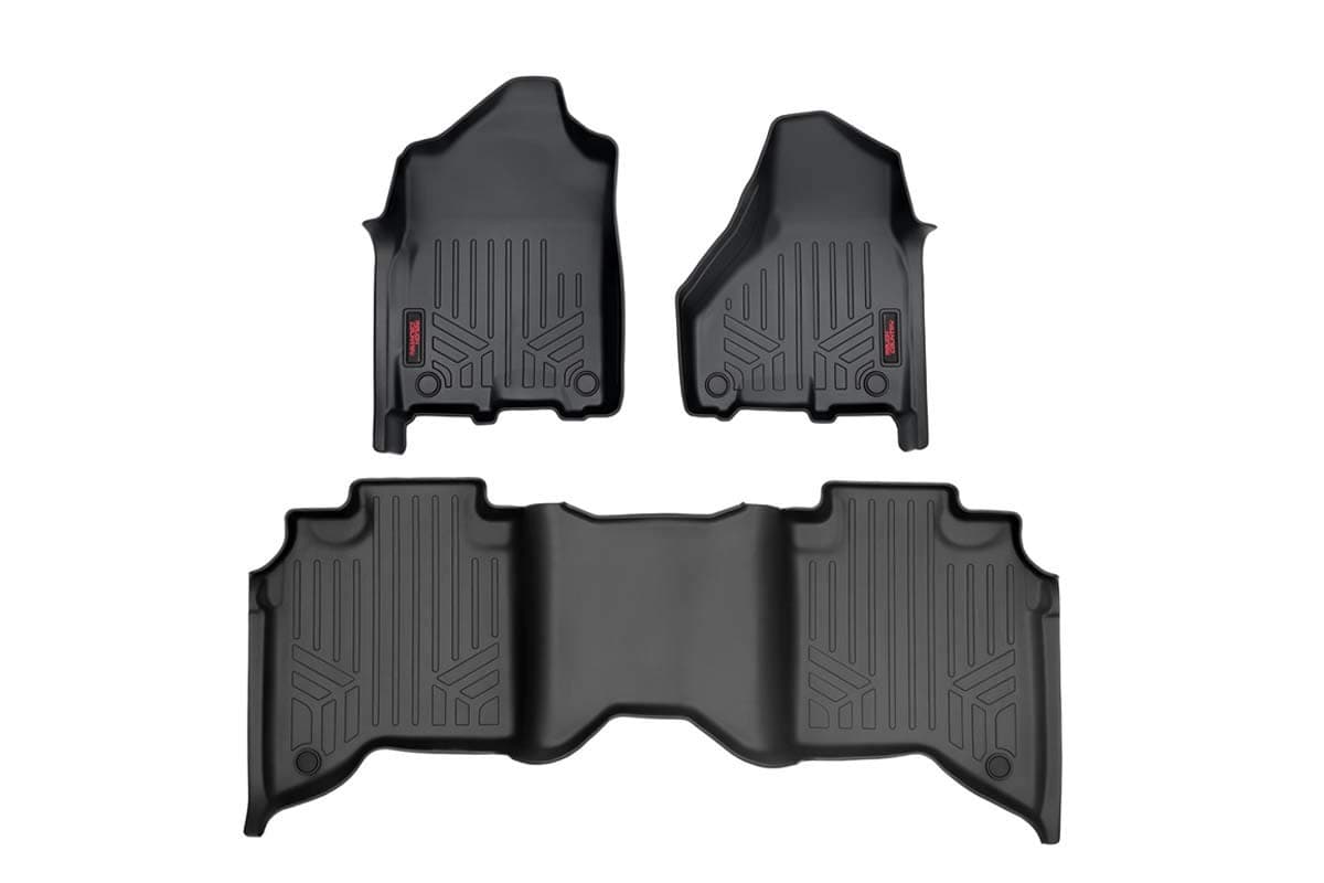 Rough Country All Weather Floor Mats Set for Dodge Ram 2500/3500 Crew-Cab (2019-2024) with Bucket Seats - Waterproof Flexible Floor Mats, Front & Back Set