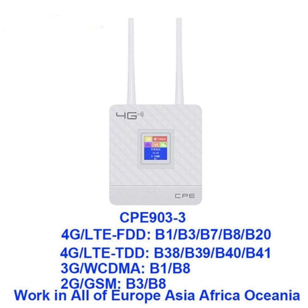 LPJYC Wireless CPE 4G Wifi Router Portable Gateway FDD TDD LTE WCDMA GSM Global Unlock External Antennas SIM Card Slot WAN/LAN Port, A