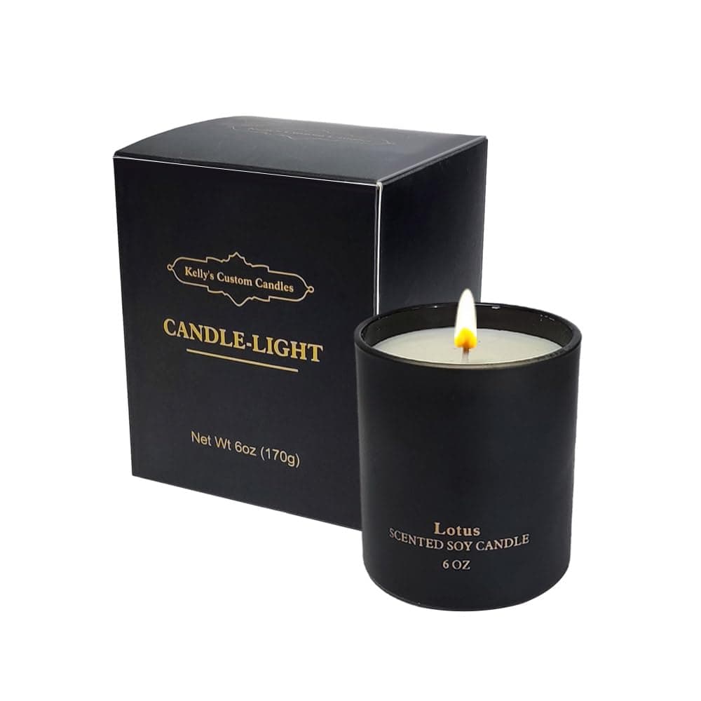 Kelly's Custom Candles Scented Candles for Women,Premium Lotus Aromatherapy Candles, Home Scented Candle, 6 oz Soy Candles,Long-Lasting Christmas Birthday Gifts for Women with Matte Black Gift Box.