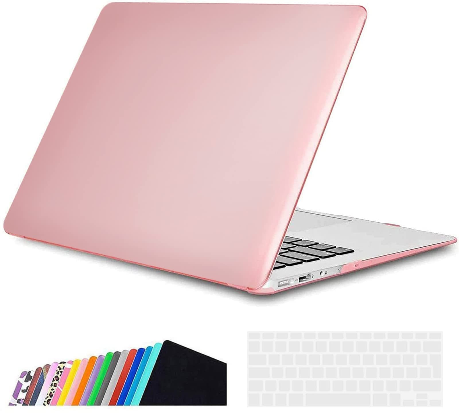 iNeseon Case Compatible with 2010-2017 MacBook Air 13-inch (Model A1466 A1369), Hard Shell Protective Cover + Keyboard Cover for MacBook Air 13(Size 32.5 x 22.7 cm), Crystal Pink