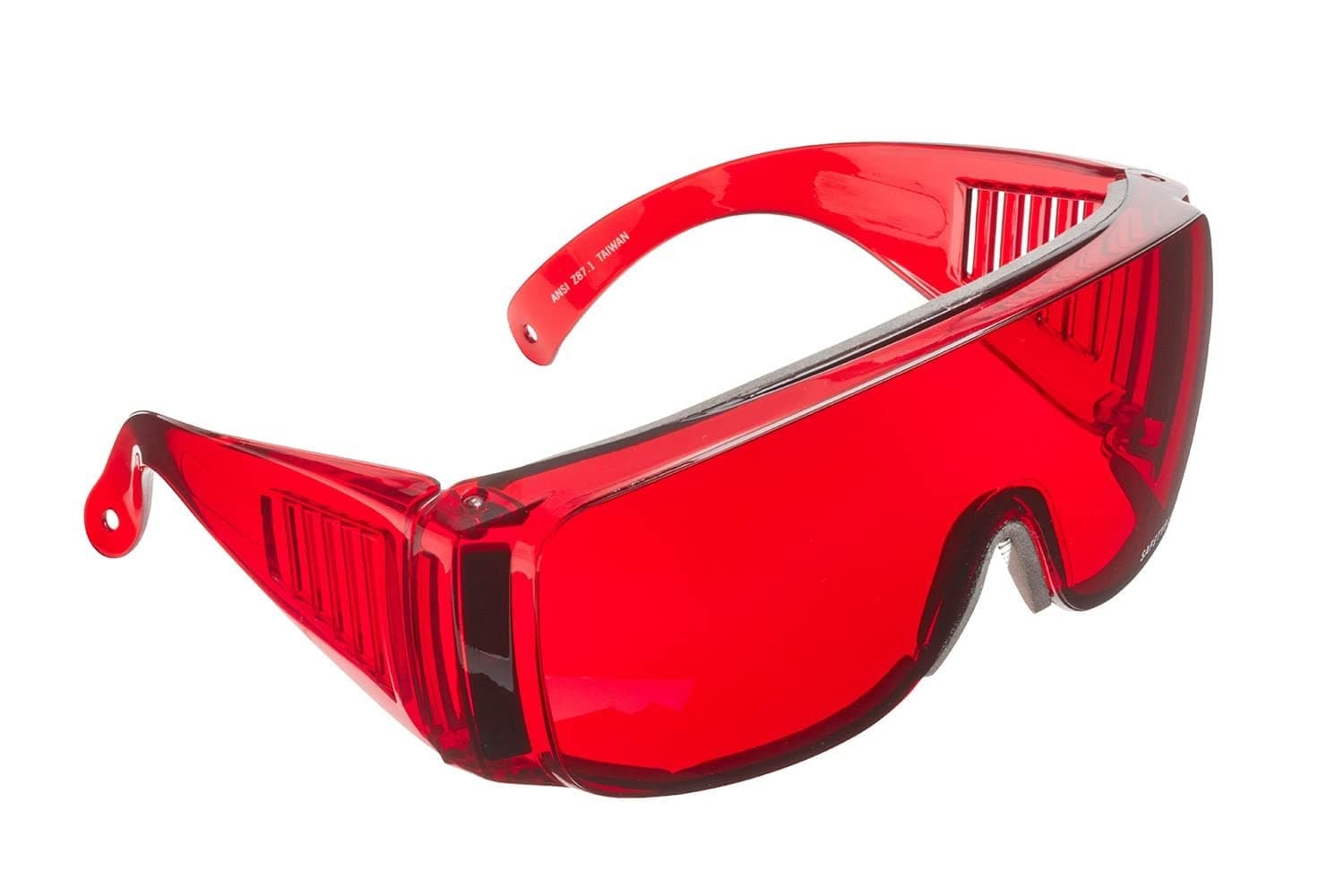 Red Fit-Over Glasses that Block Blue & Green Light - Nighttime Eyewear Reduces Eye Strain/Fall Asleep Faster/Fitover Your Prescription Glasses/Unisex (Red Padded)
