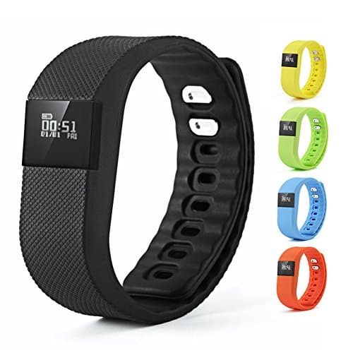 LONSUN TW64 Smart Watch Bluetooth Bracelet Call Remind Remote self-Timer Smart Band Calorie Counter Wireless Pedometer Sport Sleep Monitor Activity Tracker for Android iOS Phone (Black)