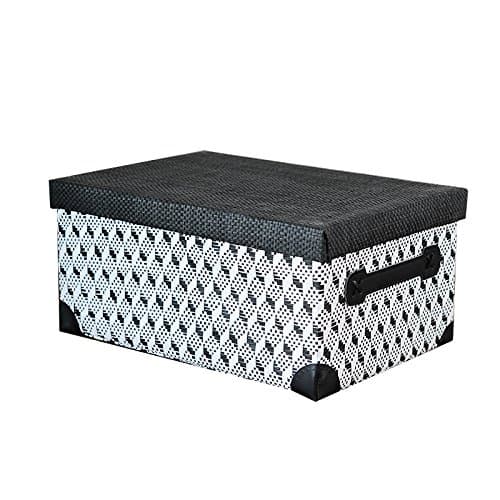 BAGESNL Folding/Portable/Storage Box/Large/Covered/Storage Box/Clothes/Miscellaneous/Storage Box/Cloth/Storage Box/Drawer/Black and white, 30x19x14cm, Black and white