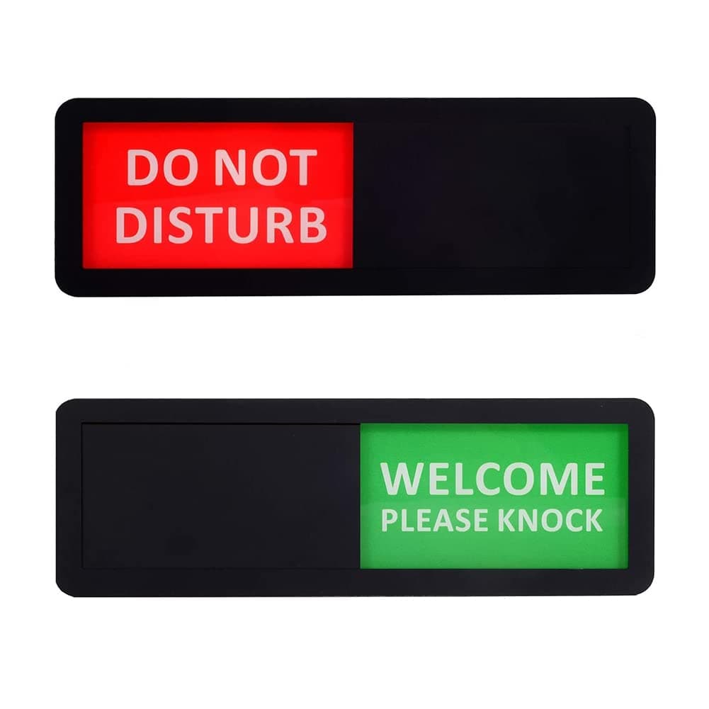 Kichwit Privacy Sign for Offices or Homes, Do Not Disturb Sign, Welcome Please Knock Sign, Black, 8.2 x 2.8 Inches