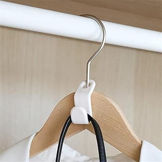 60 Pcs Clothes Hanger Connector Hooks, Mini Cascading Hanger Hooks for Velvet Huggable Hangers, Wooden Hangers, Heavy Duty Space Saving for Closet (White-2,60)