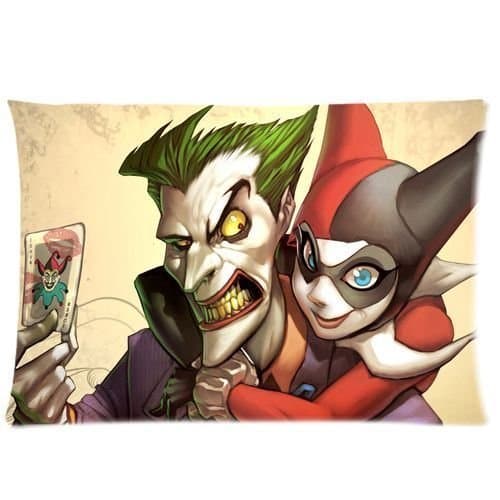 Hot Sale Custom Harley Quinn Batman Joker Zippered Pillow Case 20x30 (Twin Sides Print)