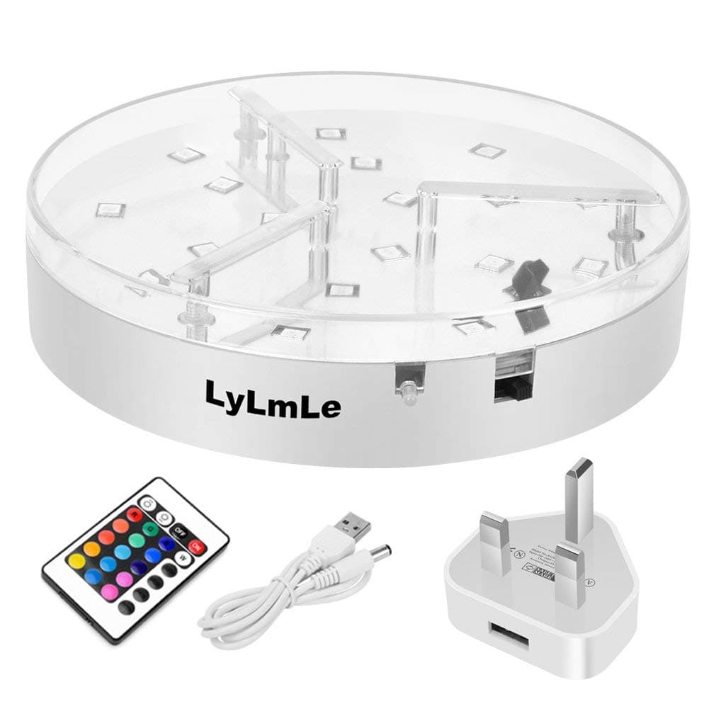 LyLmLe LED Light Base,Rechargeable Led Vase Base RGB with Remote Controller Ideal for Wedding Table Centerpiece,Floral Arrangements,Shisha Hookah,Christmas Decoration by LyLmLe(6'')