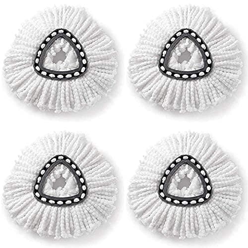 4 Pack Mop Replacement Heads Compatible with Spin Mop, Microfiber Refill Head 360 Degree Easy Cleaning Mop Head Replacement for 1 Tank System (A-4Pack White for 1 Tank System)