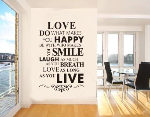 Newsee Decals Love Do What Makes You Happy Be with Who Makes You Smile AS You Breath Love As Long As You Love Easy Apply Wall Sticker for Home Decor Black
