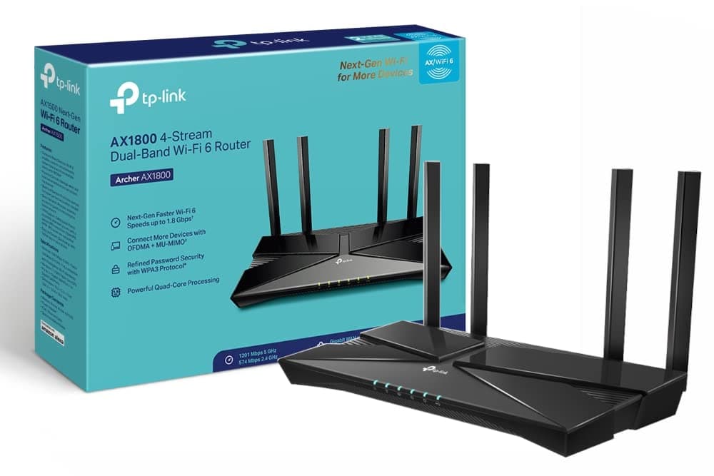 Archer AX1800 WiFi 6 Router, Next-Gen Dual Band AX1800 Mbps Gigabit Wireless Router, Internet Booster Routers, Booster, Dual-Core CPU, Gaming Xbox-PS4-Steam-4K, WPA3 Security