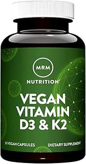 Nuturition Vegan Vitamin D3 & K2 | Bone + Immune Health | Made from lichens | Supports Calcium Absorption | Vegan + Vegetarian Friendly | 60 Servings