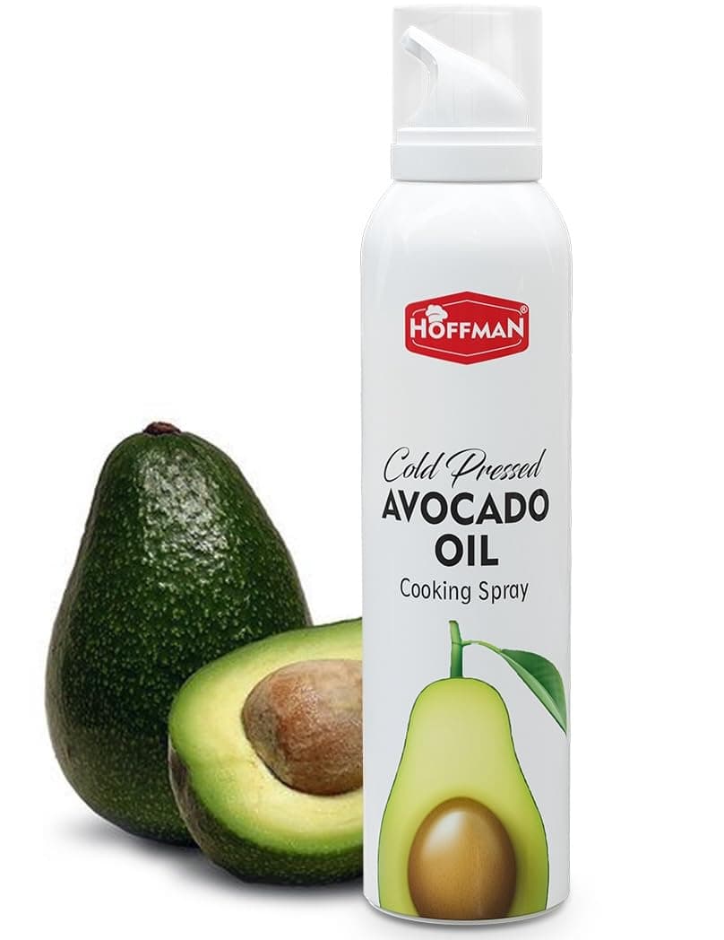HOFFMAN Cold Pressed Avocado Oil for Cooking | 100% Pure & Unrefined | Ideal for Frying, Roasting & Sauteing | Neutral Taste (200ml Spray)