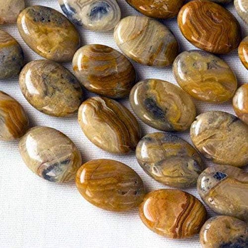 Cherry Blossom Beads Crazy Lace Agate Beads 10x14mm Smooth Oval - 8 Inch Strand