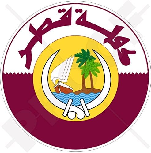Qatar Coat of Arms, Qatari National Emblem, State of Qatar 90mm (3.5") Vinyl Bumper Sticker, Decal