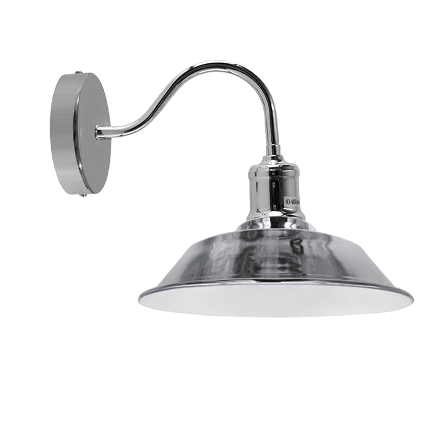 Modern Metal Wall Light, Shiny Body Wall Lamp Lighting Sconce Fitting, Vintage Industrial Wall Mount E27 Pendant with Light Shade for Bedside, Living Room, Hall Way (Chrome) [Energy Class A+++]