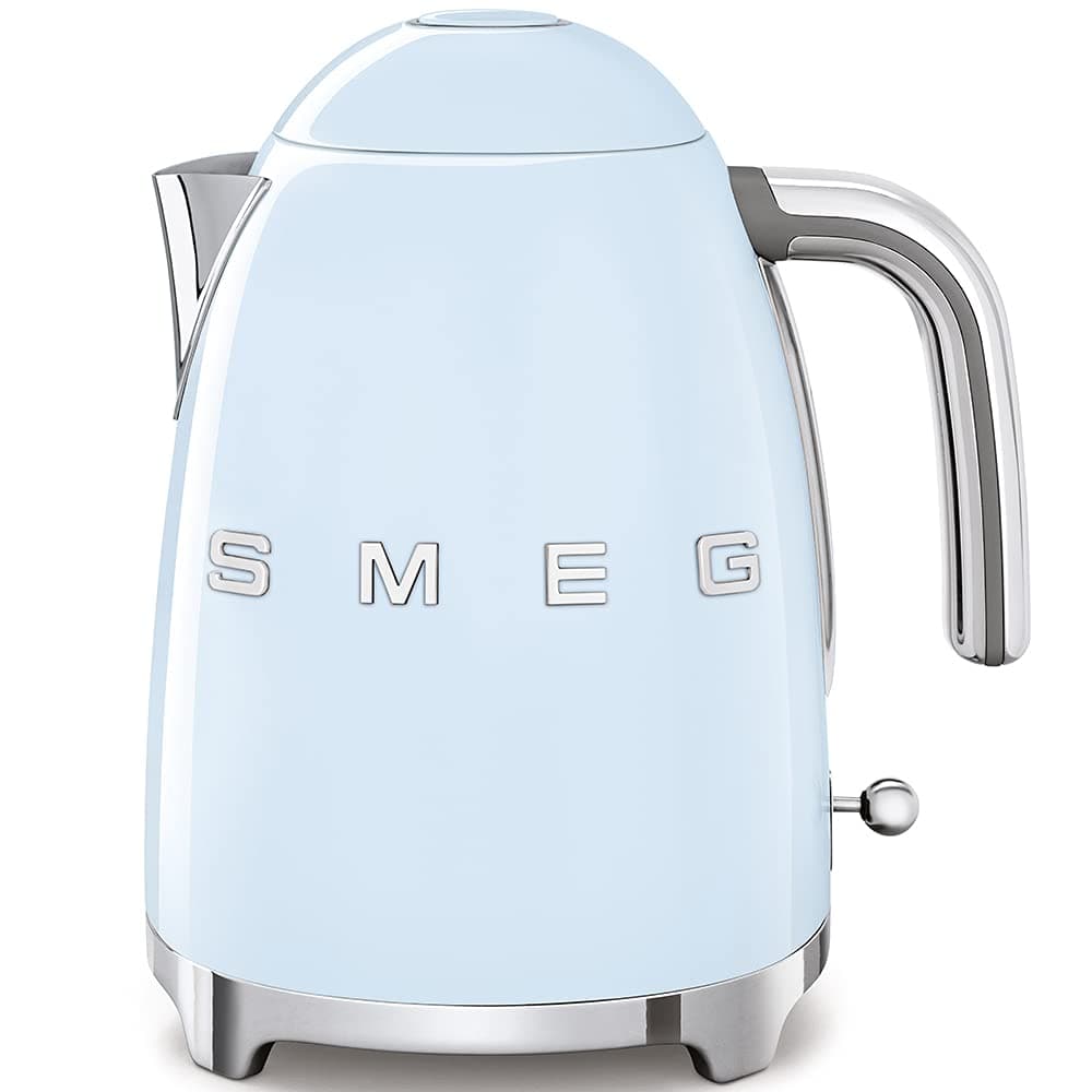 KLF03PBUS 50's Retro Style Aesthetic Electric Kettle with Embossed Logo, Pastel Blue, 9 Cup