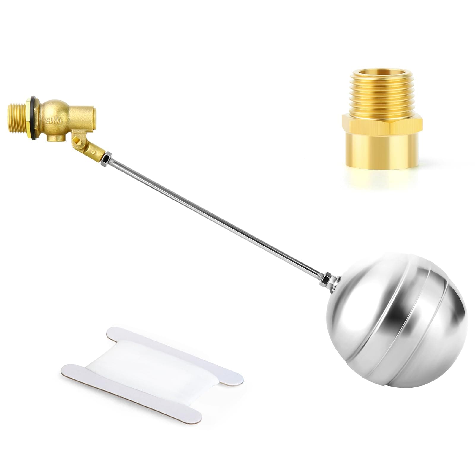 GASHER 1PCS 3/4" 304 Stainless Steel Float Ball Valve with 3/4"G Female x 3/4"NPT Male Adapter, DN20 Adjustable Water Tank Float Ball Valve for Stock Tank Pool Water Level Control