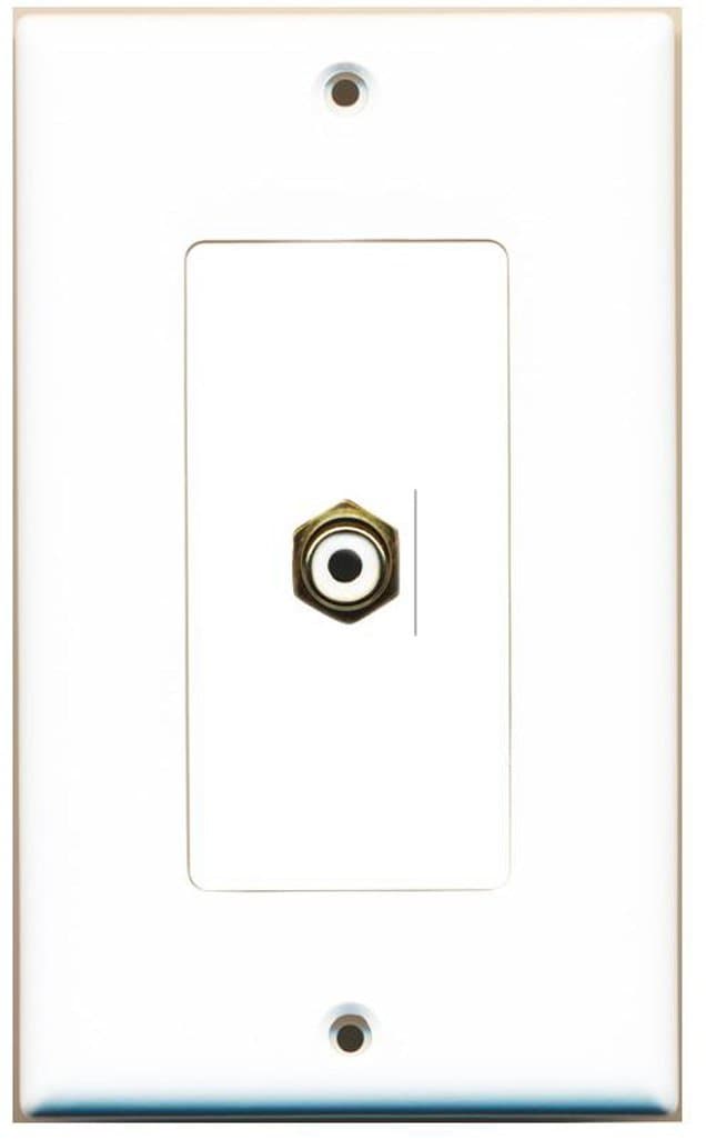 RiteAV - 1 RCA White for Subwoofer Audio Port Wall Plate Decorative - White