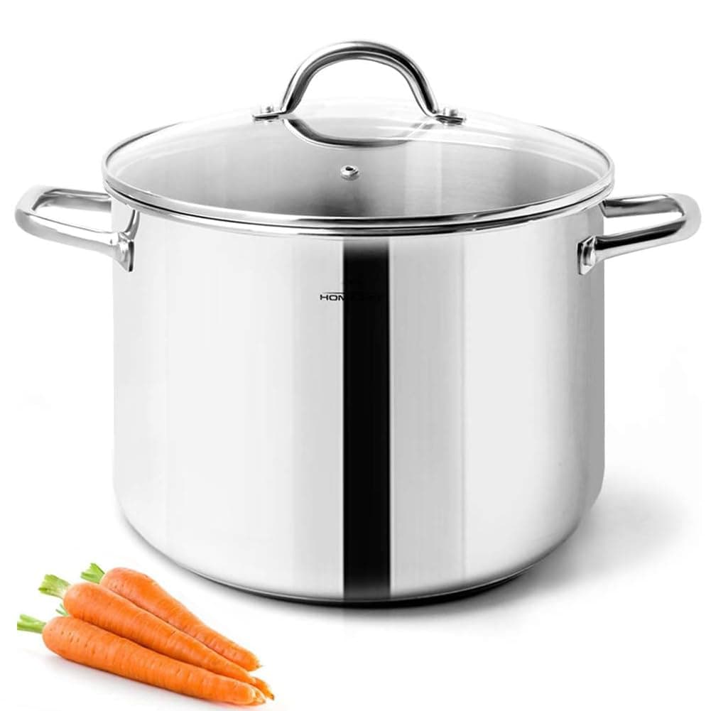 Stock Pot 8 Quart with Lid Nickel Free Stainless Steel - Mirror Polished Stockpot 8 Quart with Lid - HEALTHY COOKWARE Stockpots 8 Quart - Soup Pot 8 Qt Cooking Pot Induction Pot With Lid