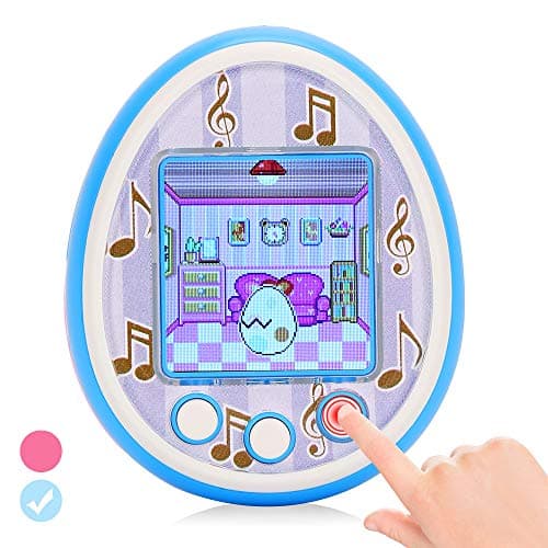 DUIWOIM Virtual Pet Electronic Handheld Pet Game Machine Kids Educational Toy HD Color Screen New Version 8 Characters Birthaday Gift for Girls Best Partner for Kids Age Over 6 Years（Blue）
